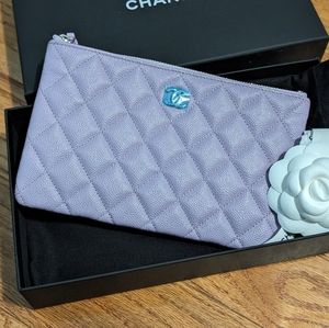 CHANEL 24P purple caviar classic small pouch SHW